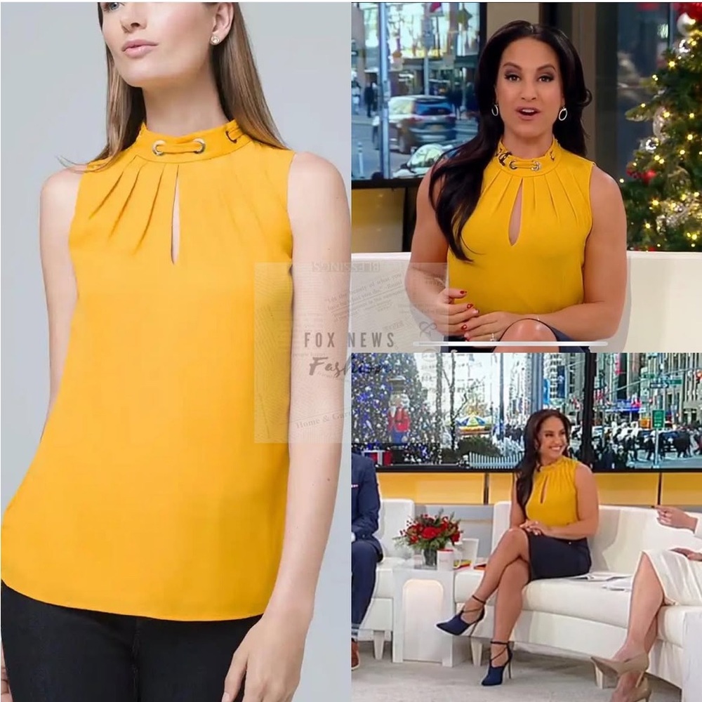 White House Black Market Mustard Sleeveless Blouse